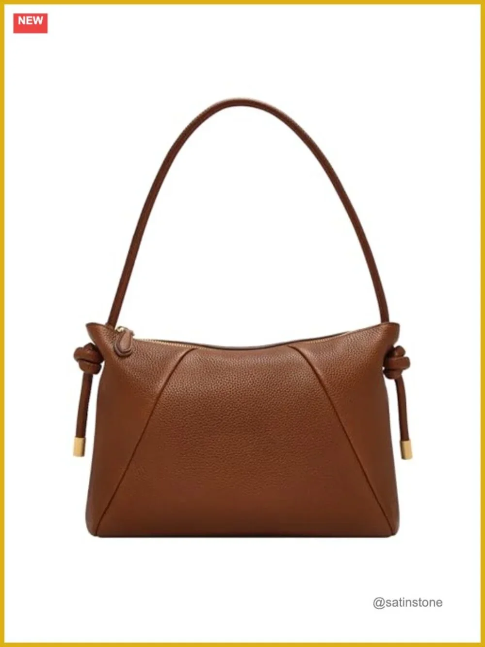 Genuine Leather Shoulder Bag Medium Brown Hobo Handbag Purse